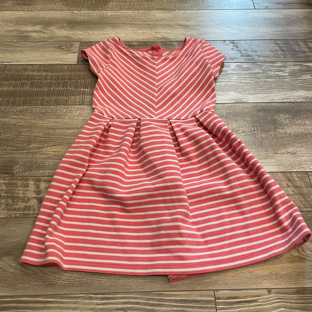 Coral and white chevron/stripe dress